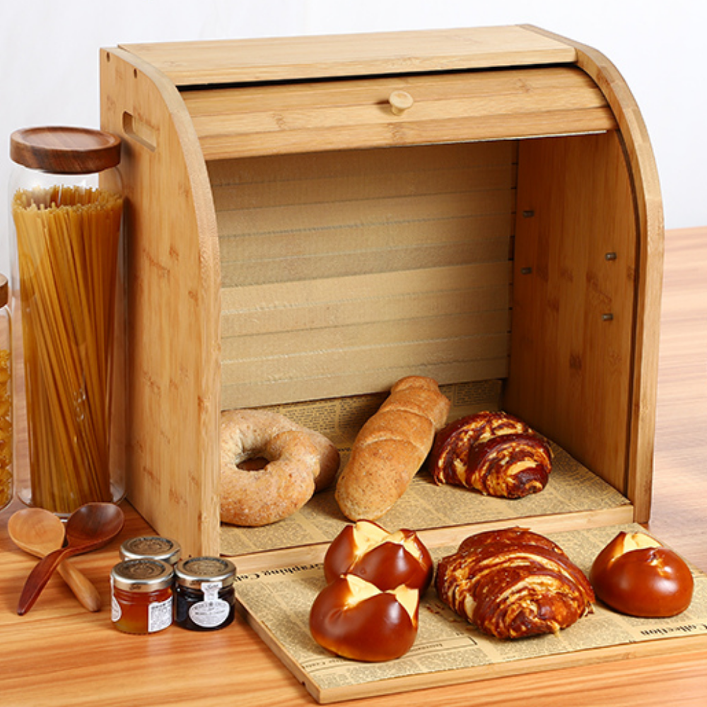 Large Modern Countertop Wooden Bread Storage Box - Westfield Retailers