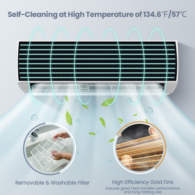 23000BTU Mini Split Air Conditioner and Heater 17 SEER Wall-Mounted Ductless AC Unit with Heat Pump