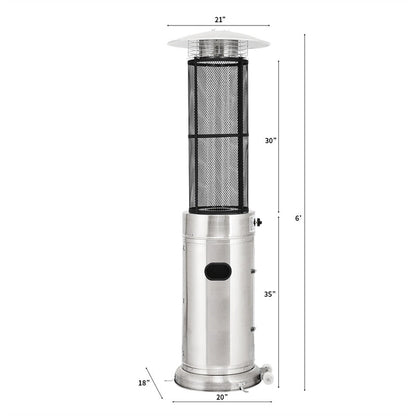 41000 BTU Stainless Steel Standing Round Glass Tube Propane Patio Heaters
