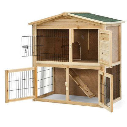 Wooden Chicken Coop Large Bunny Rabbit Cage with Ramp