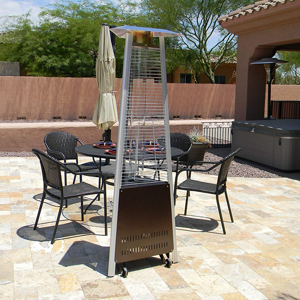 Hiland Tall Outdoor Glass Tube Pyramid Propane Gas Patio Heater 70" - Westfield Retailers