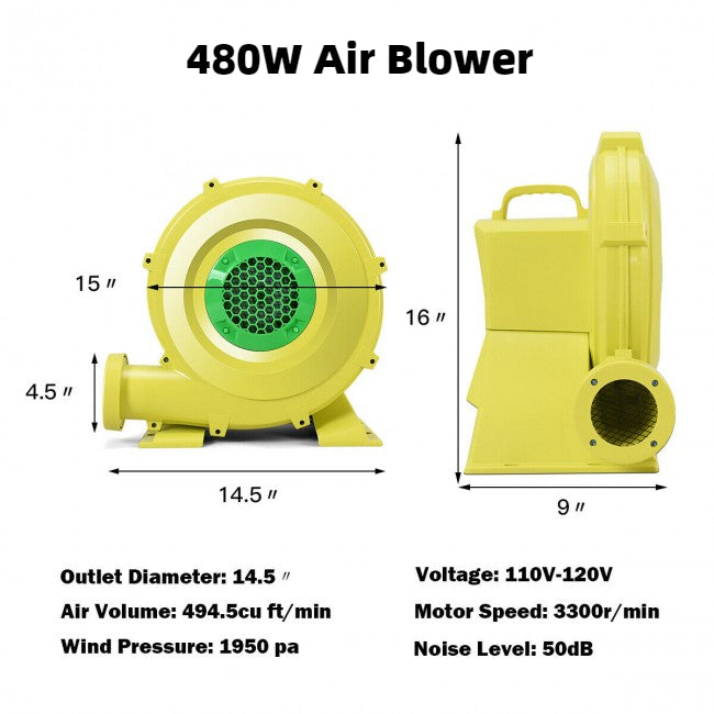 480 W 0.6 HP Air Blower Fan Pump for Bounce House