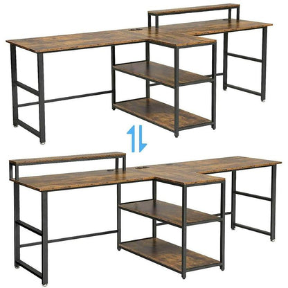 Double Computer Desk with Monitor Stand Power - Westfield Retailers