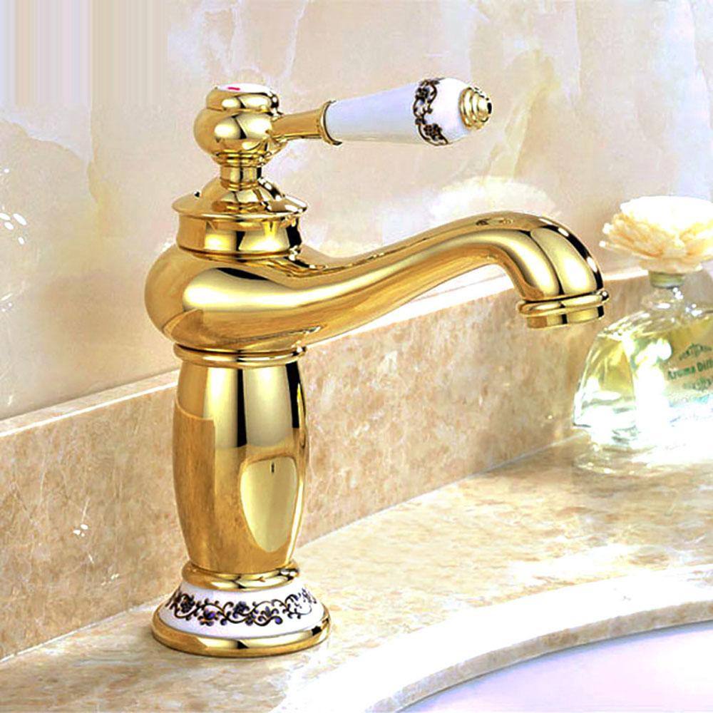 Luxurious Gold Plated Sink Faucet With Ceramic Handle - Westfield Retailers
