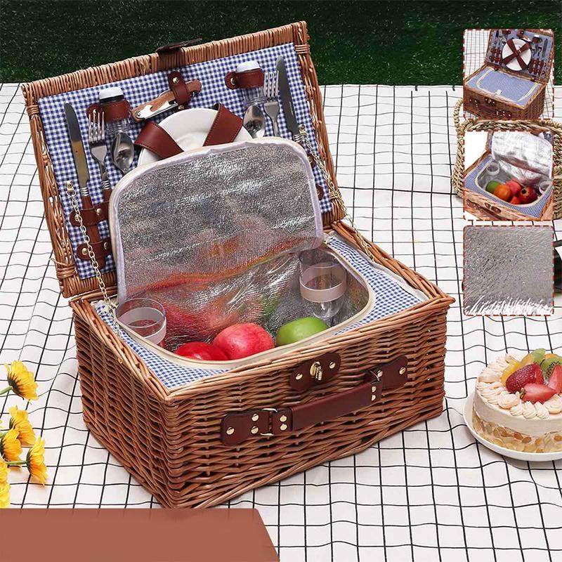 Portable Insulated Wicker Picnic Basket Set - Westfield Retailers