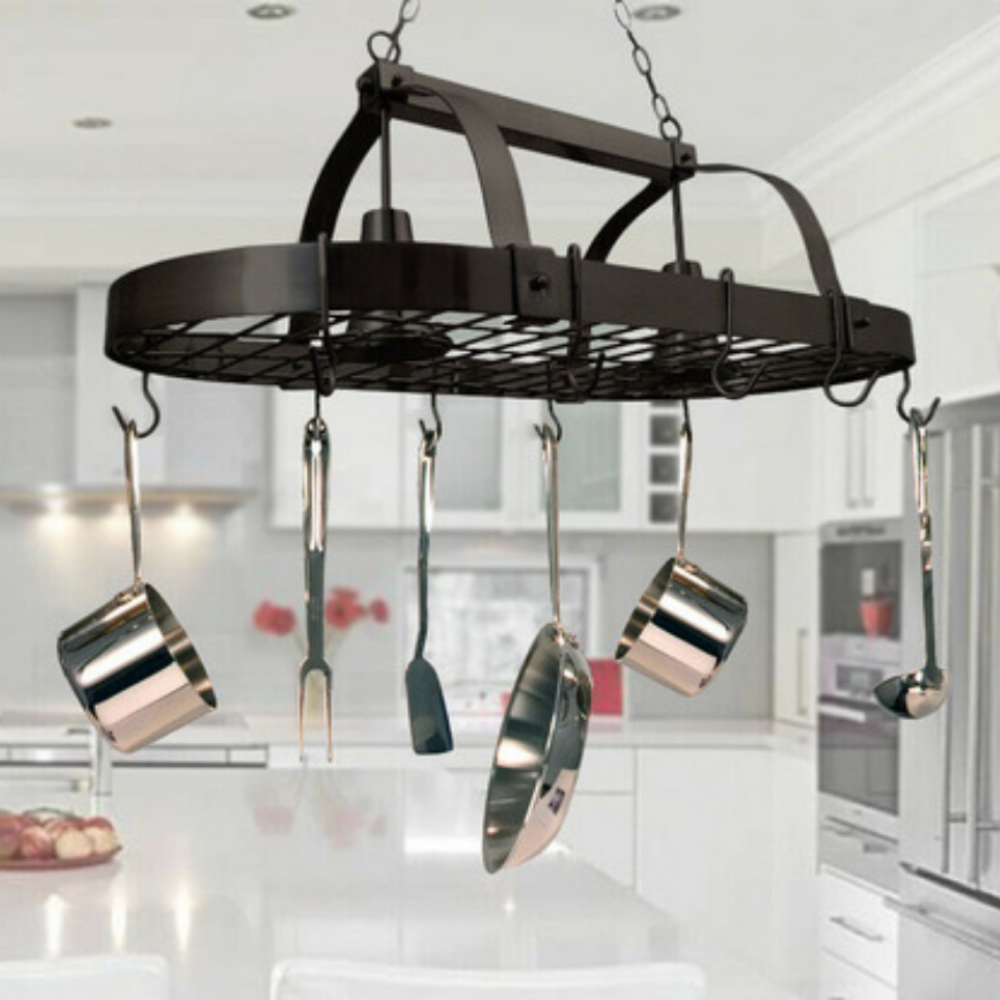 Lighted Ceiling Hanging Pot And Pan Organizer Kitchen Rack - Westfield Retailers