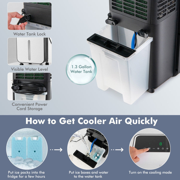 3-in-1 Evaporative Air Cooler with 12H Timer Remote