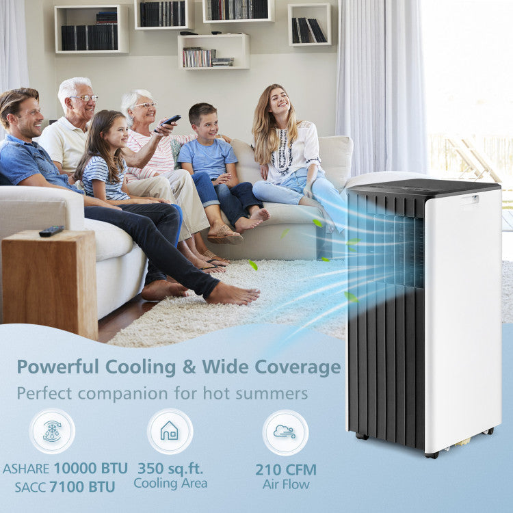 10000 BTU(Ashrae) Portable Air Conditioner Cools 350 Sq.Ft with Dehumidifier