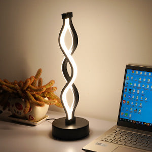 Lámpara de mesa LED en espiral negra