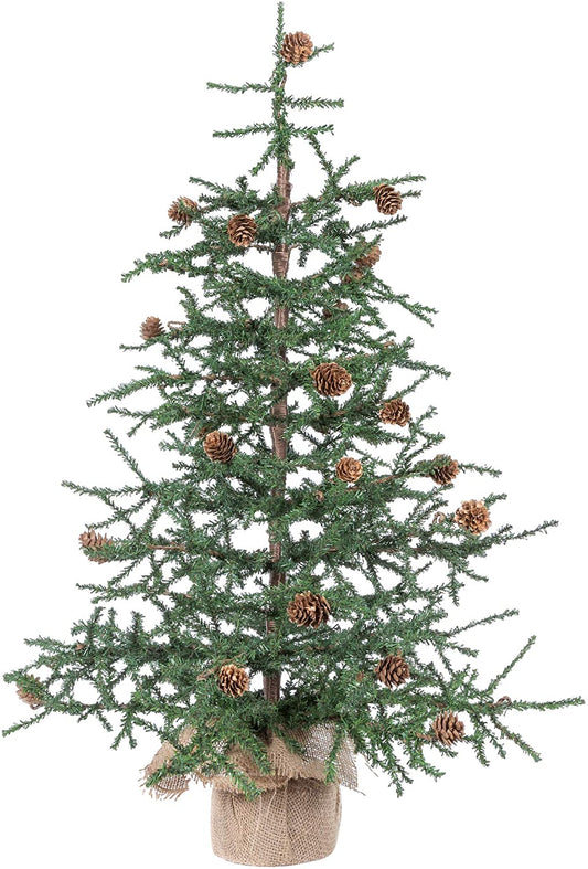 Vickerman 30" Caramel Pine Artificial Christmas Tree Unlit, Seasonal Indoor Home Decor with Decorative Burlap Base - Westfield Retailers