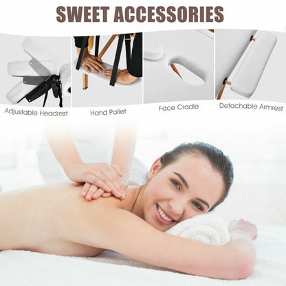 84inch Portable Folding Massage Table Lash Bed Adjustable 3 Sections Spa Salon Tattoo Bed with Carry Case