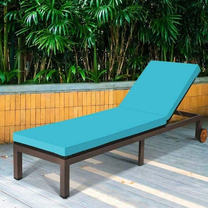 Outdoor Adjustable Rattan Chaise Lounger Recliner Chair with Cushion