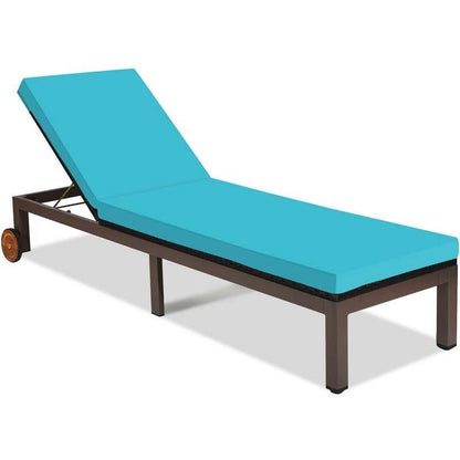 Outdoor Adjustable Rattan Chaise Lounger Recliner Chair with Cushion