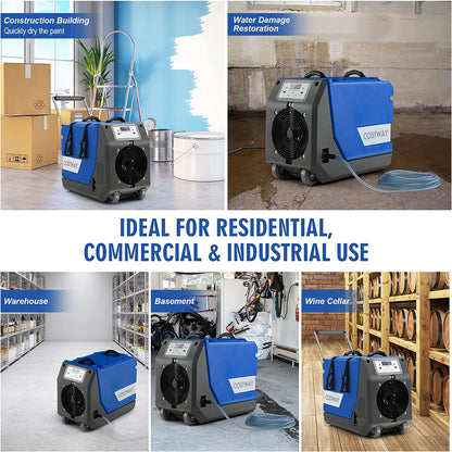 180 PPD Portable Commercial Dehumidifier Rotational Molded Industrial Dehumidifier with Pump and Wheels for Basement Warehouse