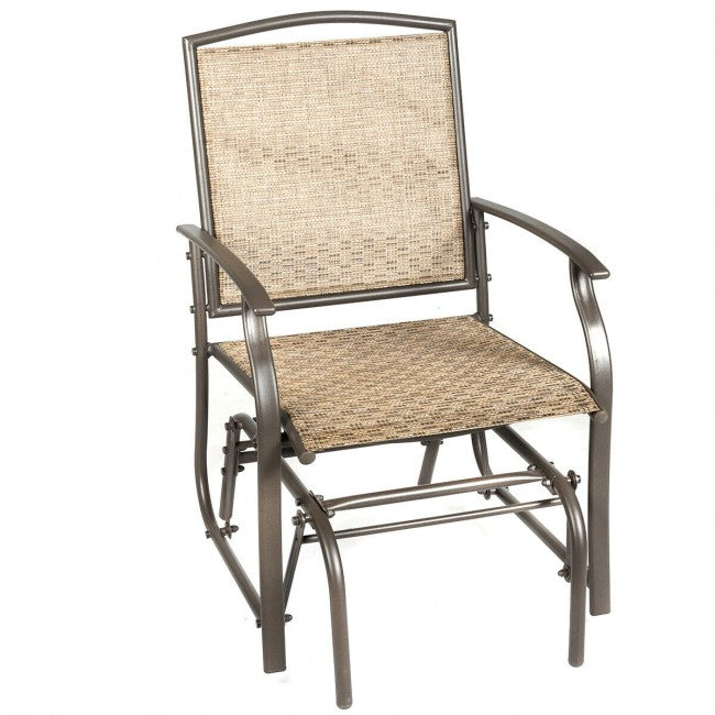 Single Patio Rocking Chair Swing Glider With Sturdy Metal Frame