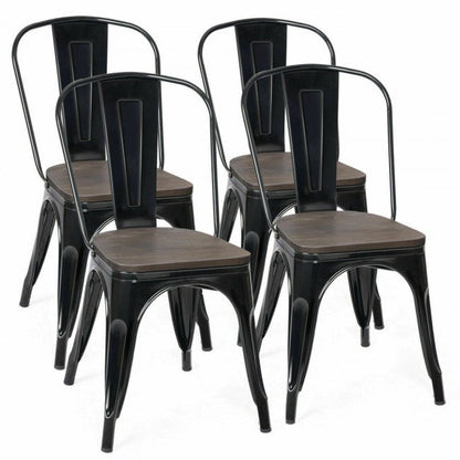 Set of 4 Stackable Metal Dining Chairs