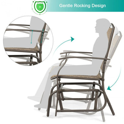 Single Patio Rocking Chair Swing Glider With Sturdy Metal Frame
