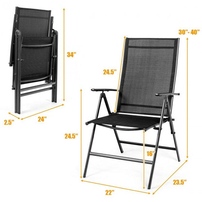 Set of 2 Adjustable Portable Patio Folding Dining Chair Recliner