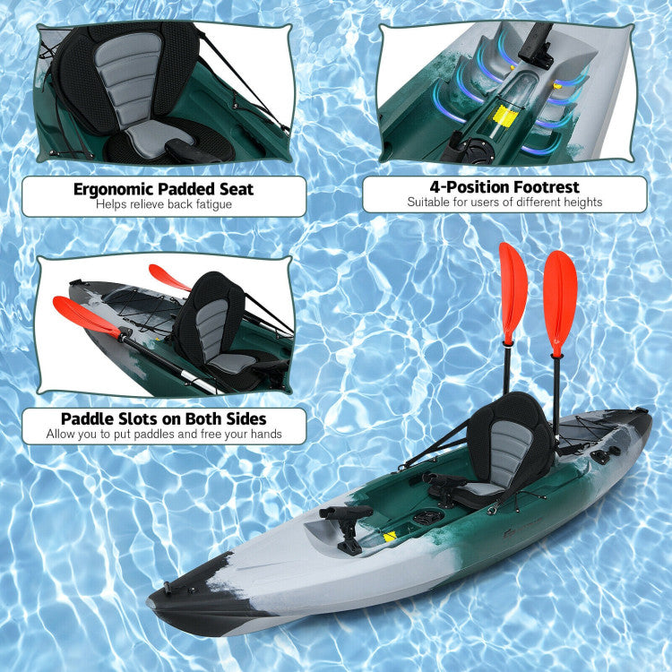 Barco de kayak de pesca para una persona con paleta de aluminio y asiento cómodo