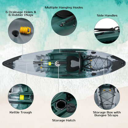 Barco de kayak de pesca para una persona con paleta de aluminio y asiento cómodo