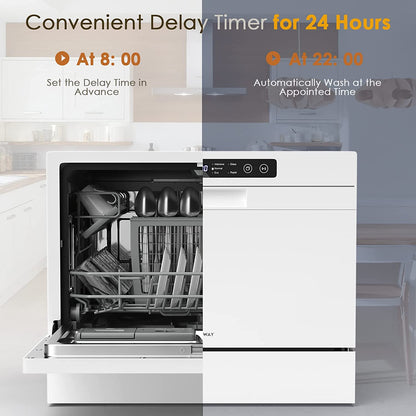 Portable Compact Countertop Or Built-In Dishwasher Machine with 5 Washing Modes and Safety Lock