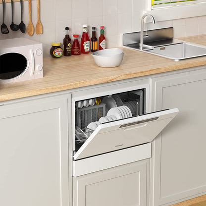 Portable Compact Countertop Or Built-In Dishwasher Machine with 5 Washing Modes and Safety Lock