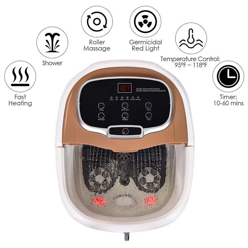 Masajeador de baño de spa para pies con bolas de masaje Shiatsu motorizadas y chorros de agua ajustables