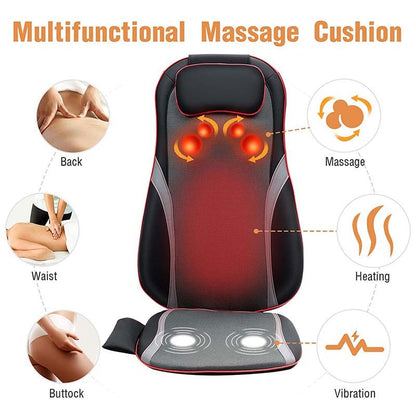 Masajeador de espalda Shiatsu de cuerpo completo con calor y asiento de masaje de altura ajustable para aliviar el estrés