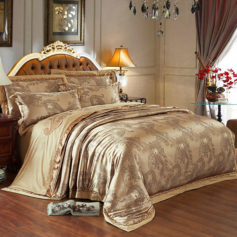 EGW Washed Cotton Jacquard Bedding Set Webbing Luxury Elegant Fashion  Letter Duvet Cover Flat Sheet Pillowcase King Home Linen