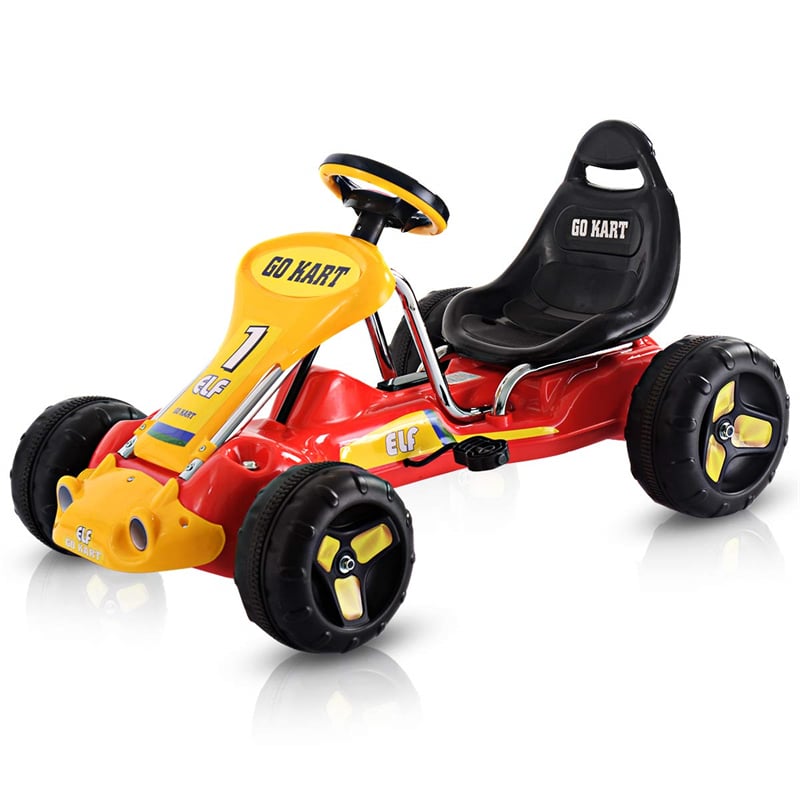 Kids Pedal Go Kart 4 Wheel Pedal Powered Ride On Toy Car with Adjustable Seat for Boys Girls
