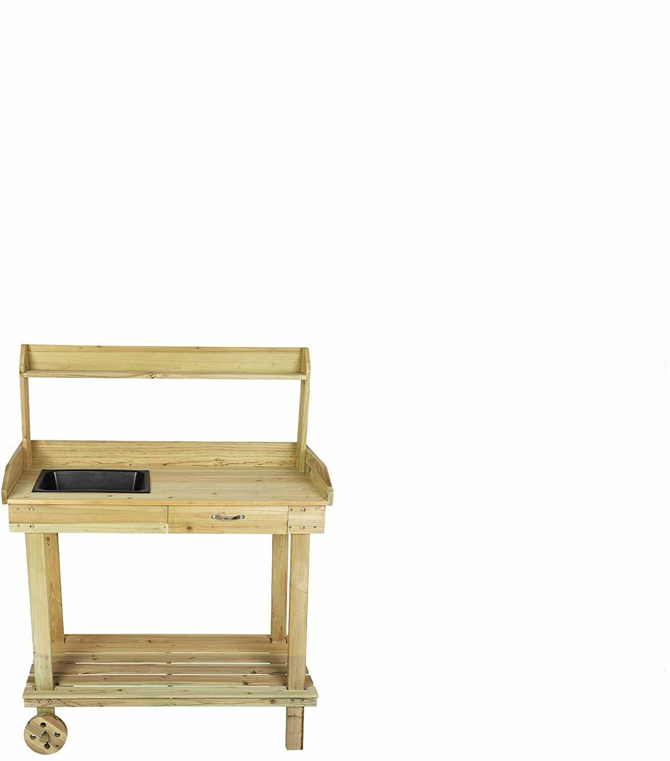 Large Spacious Outdoor Garden Wooden Potting Workbench Table With Sink - Westfield Retailers
