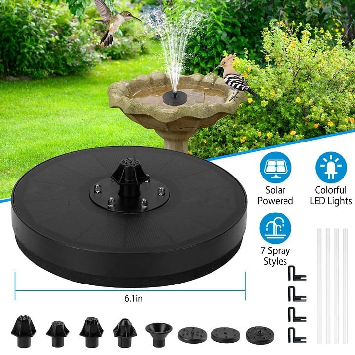 Outdoor Solar Powered Water Fountain With Led Lights