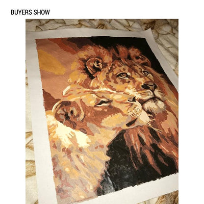 The Lion Couple Painting Coloring Oil Canvas Home Artwork - Westfield Retailers