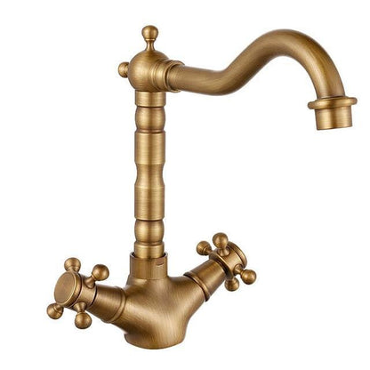 Antique Brass Swivel Spout  Dual Cross Handle Faucet - Westfield Retailers