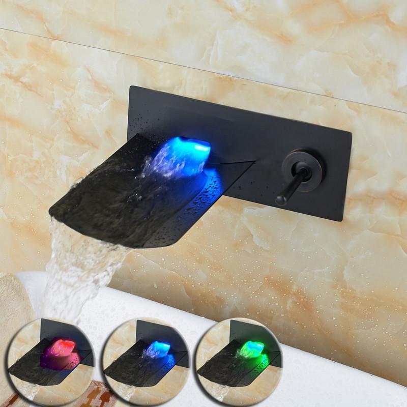 Wall Mounted  LED Light Waterfall Type  Single Handle Faucet - Westfield Retailers