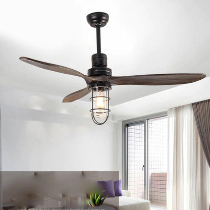 Loft Iron Wood Glass Ceiling Fan LED Lights - Westfield Retailers