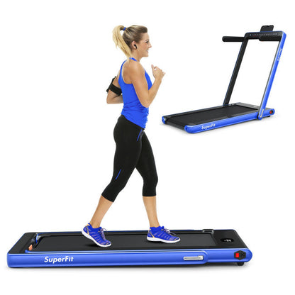 2-in-1 Electric Treadmill 2.25HP Folding Running Machine with Dual Display and Remote Controller