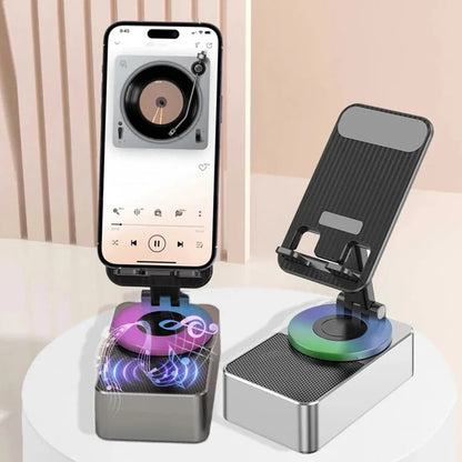 Cell Phone Stand with Wireless Bluetooth Speaker-Black