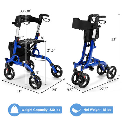SeniorAid™ Upright Walker - Best Premium Rolling 4 Wheel Senior Standing Rollator Walker With Seat And Brakes - Westfield Retailers