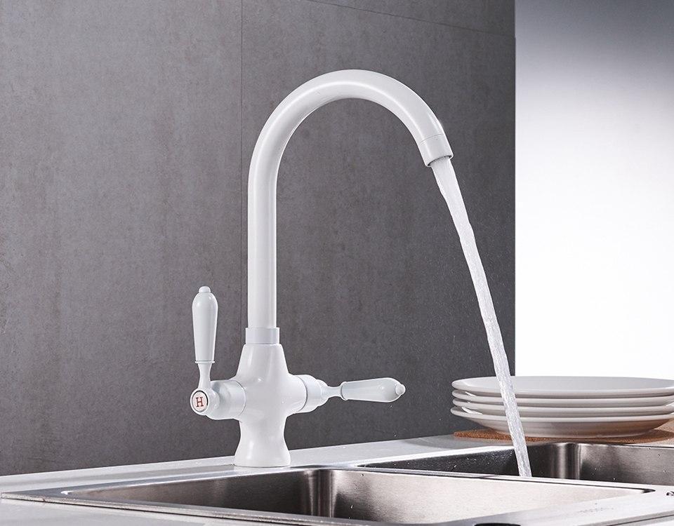 Two-handle  Rotatable White Kitchen Faucet - Westfield Retailers