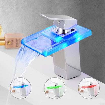 LED Light Glass Waterfall Basin Faucet - Westfield Retailers