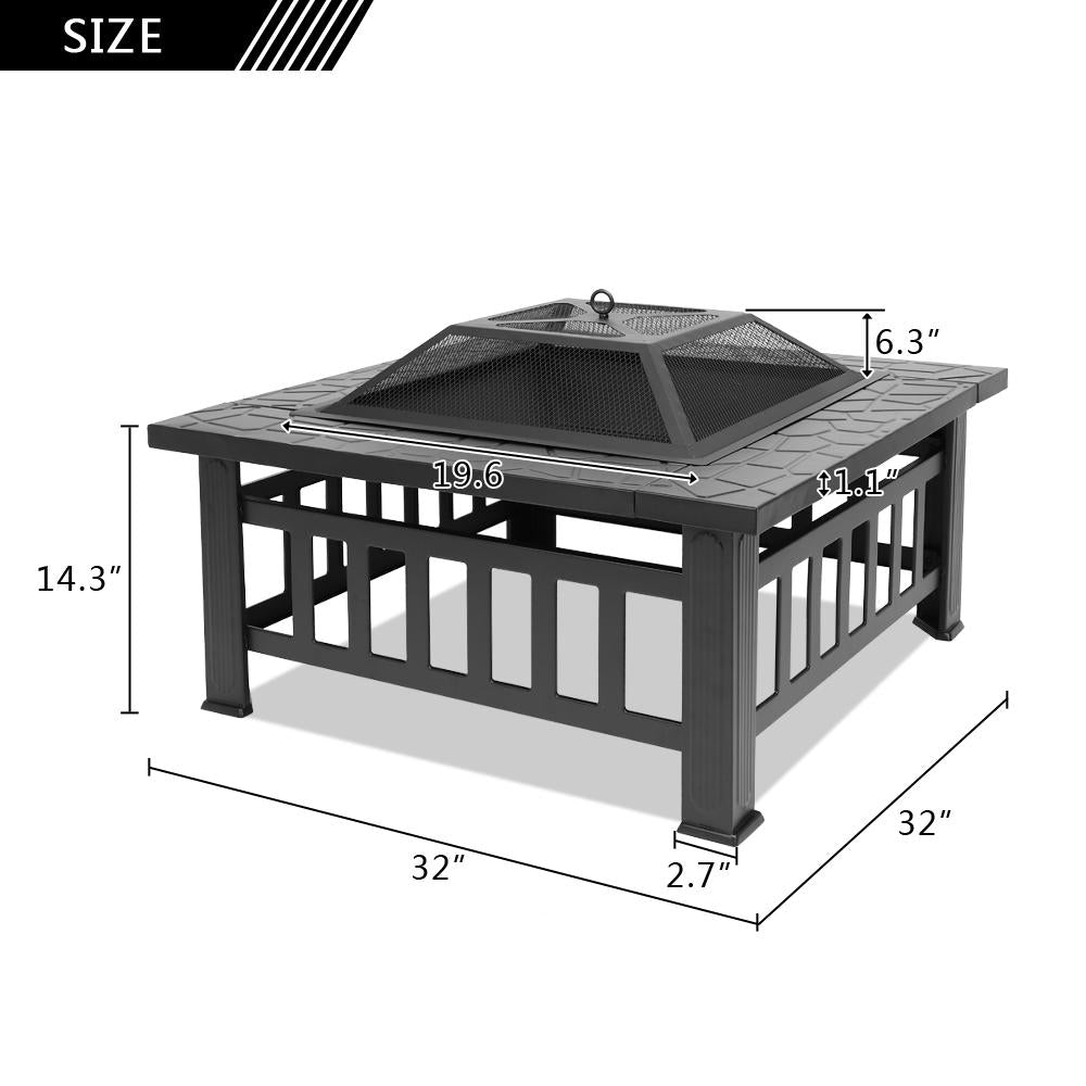 Outdoor Modern Square Patio Fire Pit Table - Westfield Retailers