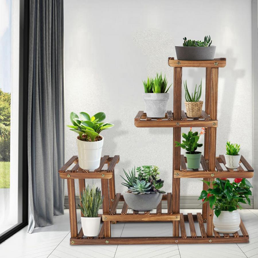 Large Multi Tiered Indoor Wooden Plant Stand - Westfield Retailers