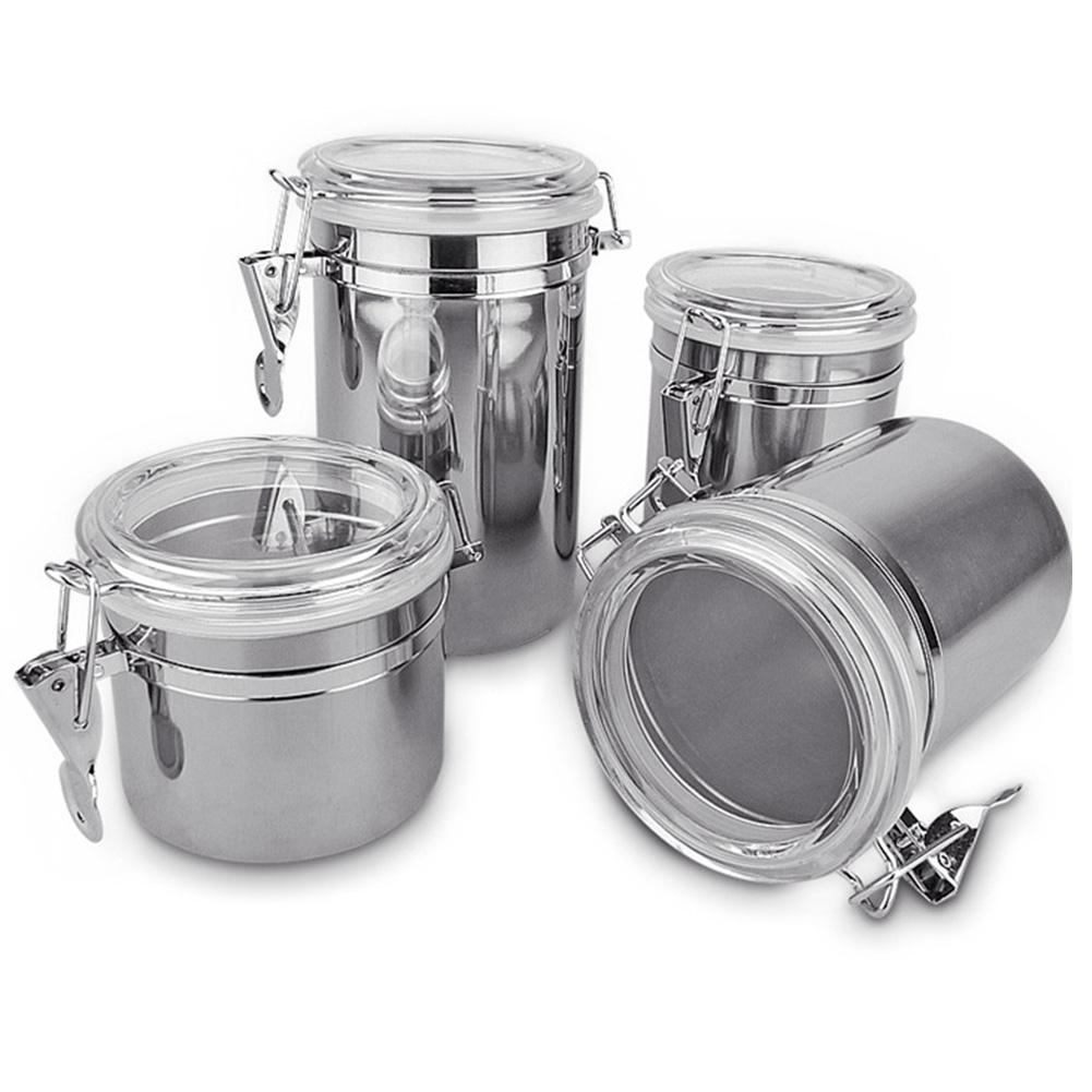 Stainless Steel Kitchen Storage Canister Set 4pcs - Westfield Retailers