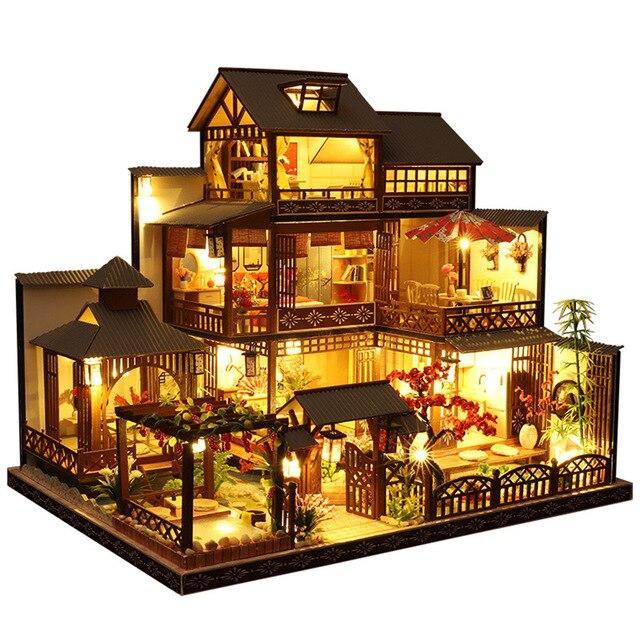Large LED Glowing Modern Wooden DIY Doll House - Westfield Retailers