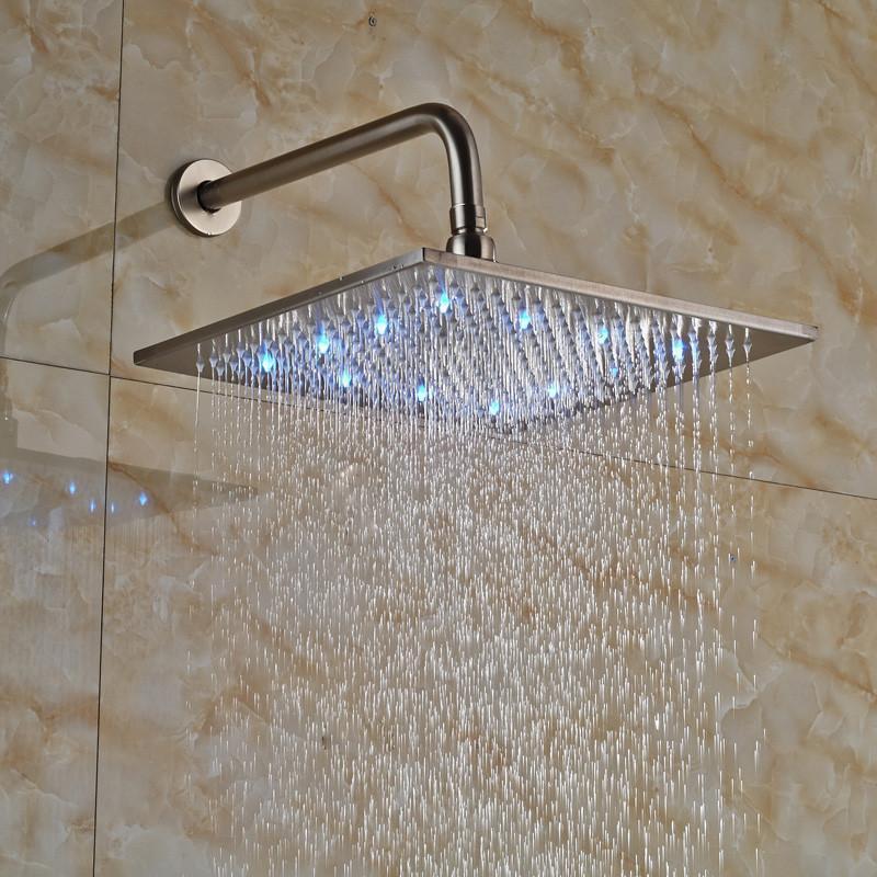 Wall Mount LED Lights Rainfall Shower Head with Shower Arm - Westfield Retailers