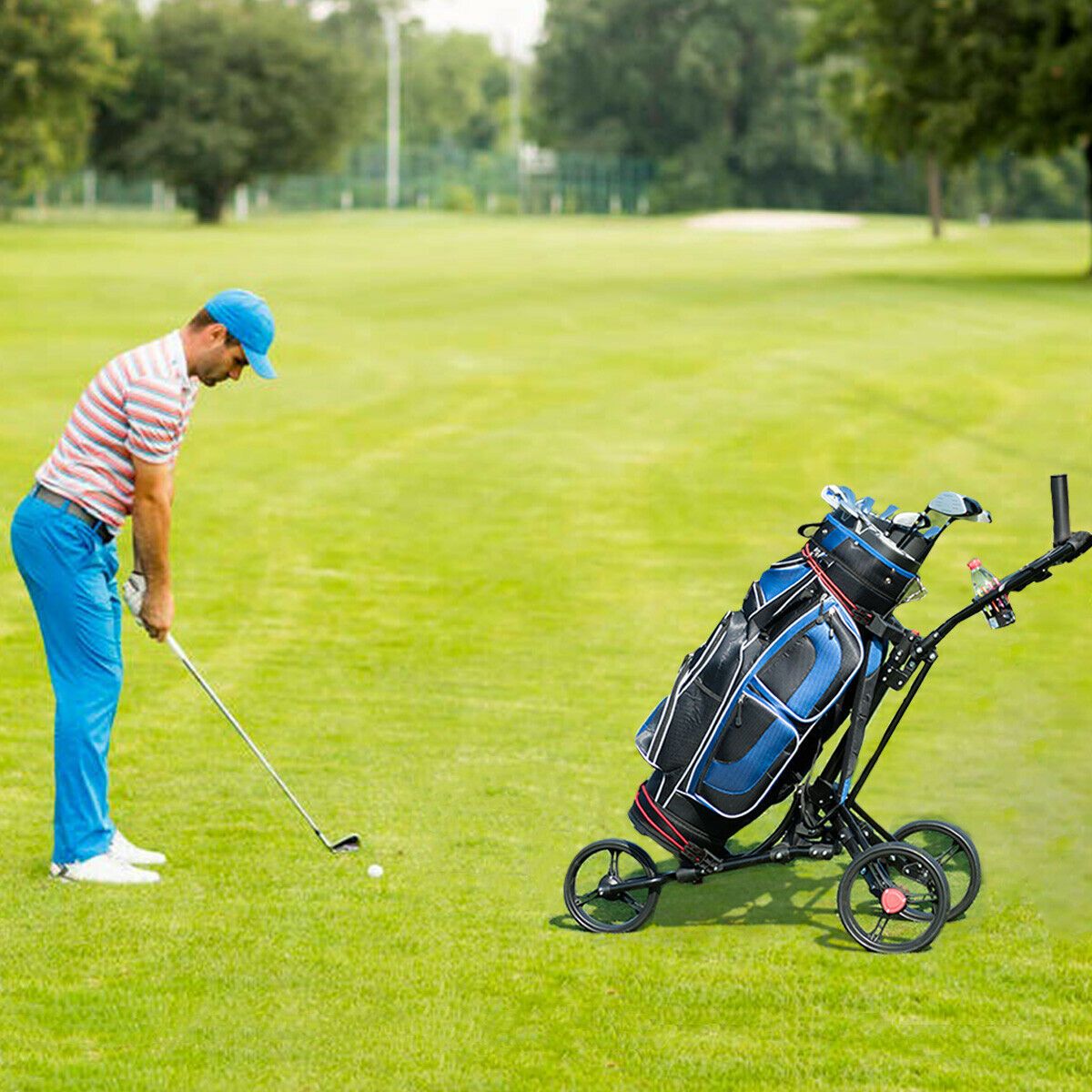 Large Heavy Duty Golf Walking Push Bag Cart - Westfield Retailers