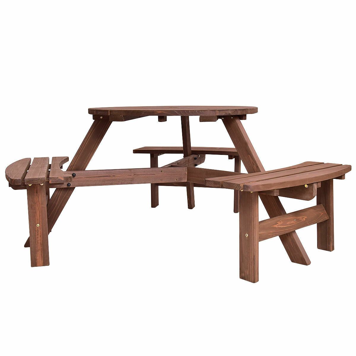 Premium Large Wooden Round Outdoor Patio Picnic Table - Westfield Retailers