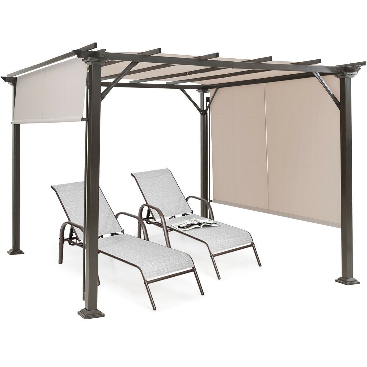 Large Outdoor Backyard Patio Garden Covered Pergola Canopy Kit 10' x 10' - Westfield Retailers