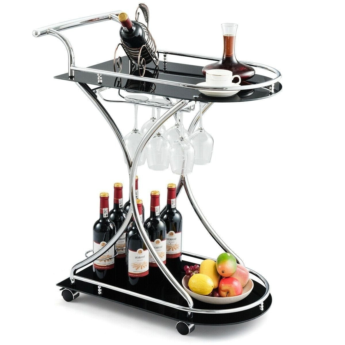 Modern Kitchen Bar Wine Serving Trolley Cart On Wheels - Westfield Retailers